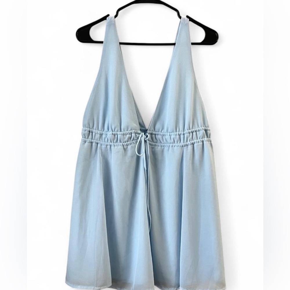 Lucy in the Sky Svana Plunge A-Line Dress in Light Blue (Size S)
